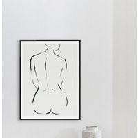 Abstract Woman Body Painting, Minimalist Art, Line Drawing Women Line Brush Black White Wall Female  | Etsy (US)