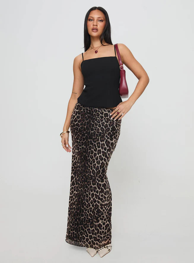Ergo Maxi Skirt Leopard | Princess Polly US