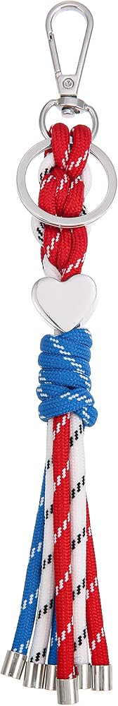 Braided Rope Keychain for Women, Handwoven Heart Keyring for Purse Bag Charms | Amazon (US)