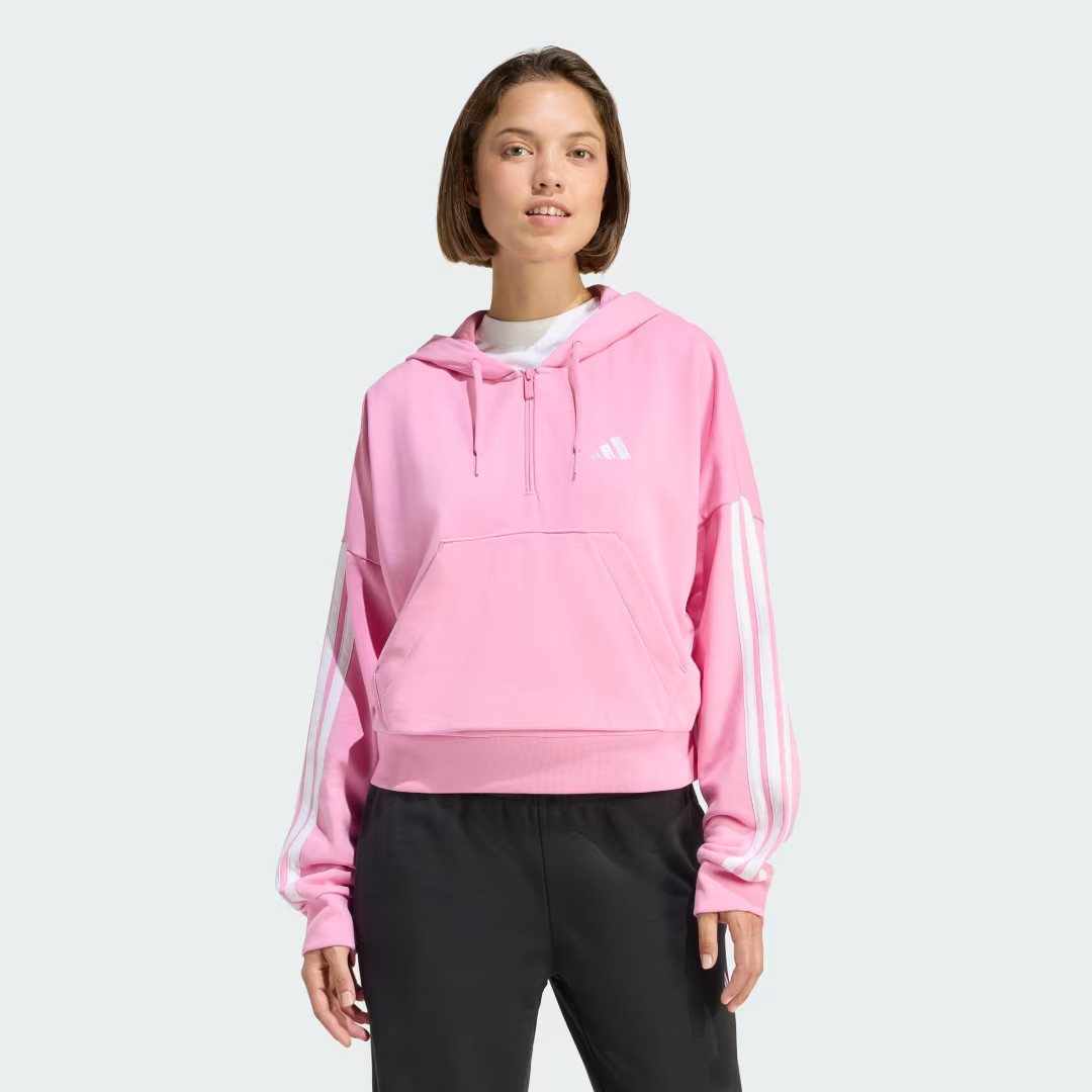 Essentials 3-Stripes French Terry Quarter-Zip Hoodie | adidas (US)