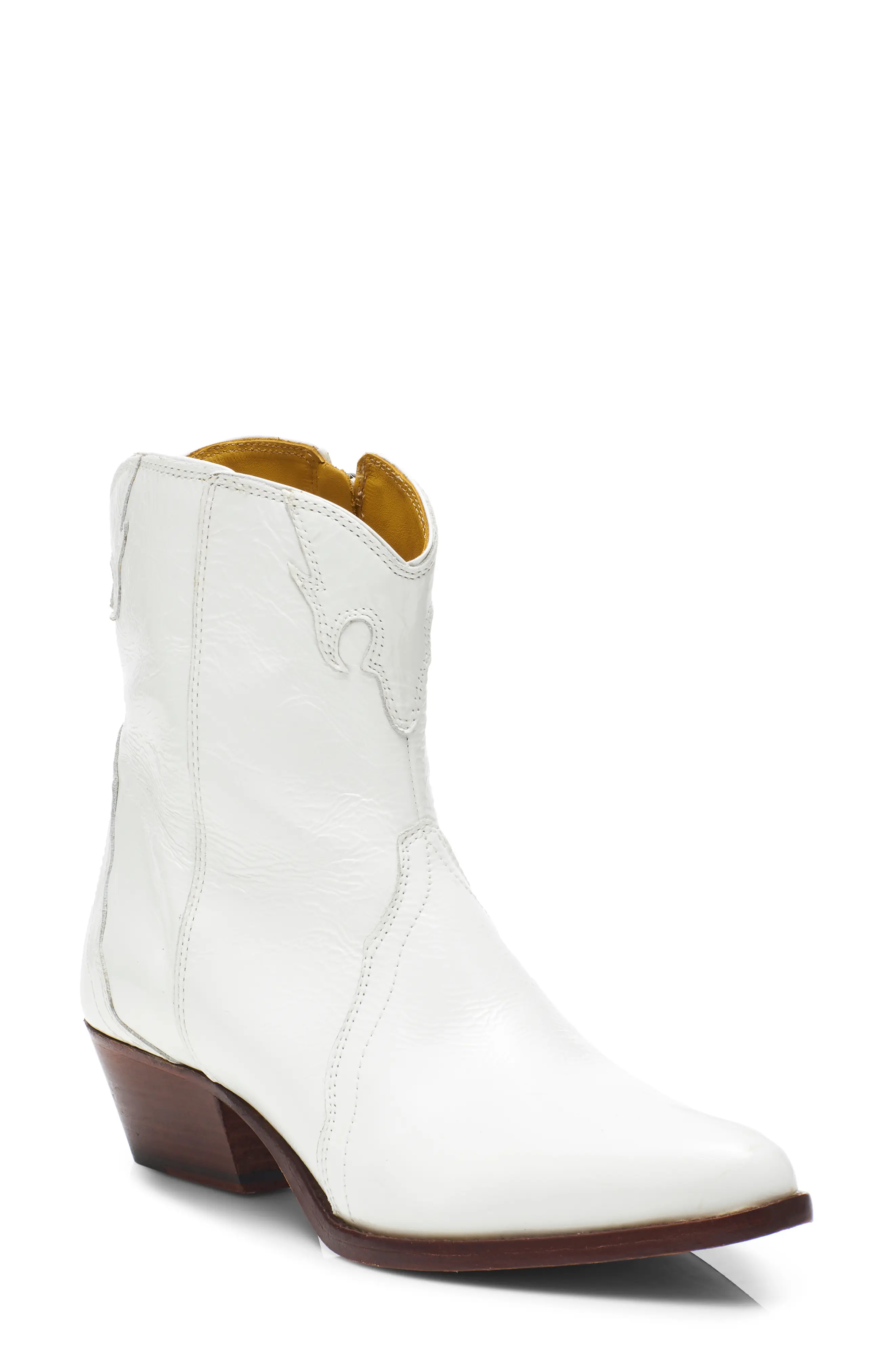 Free People New Frontier Western Bootie in White Leather at Nordstrom, Size 9Us | Nordstrom