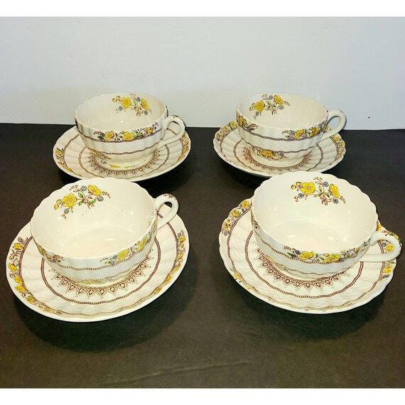 Spode Buttercup Flat Cups and Saucers Set of 4 - Etsy | Etsy (US)