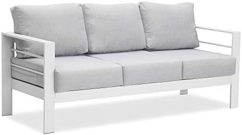 Wisteria Lane Patio Furniture Aluminum Sofa, All-Weather Outdoor 3 Seats Couch, White Metal Chair wi | Amazon (US)