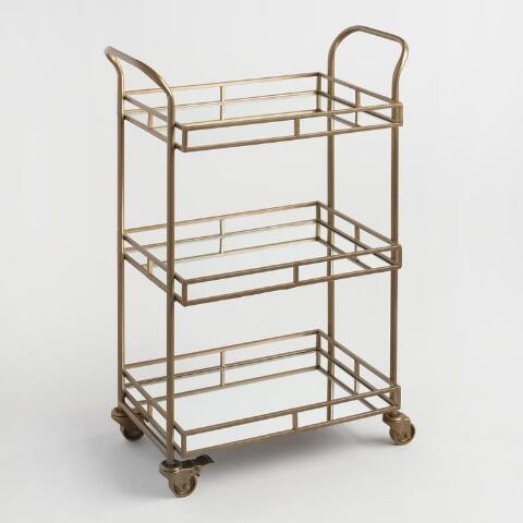 Antique Brass 3 Tier Cole Bar Cart | World Market