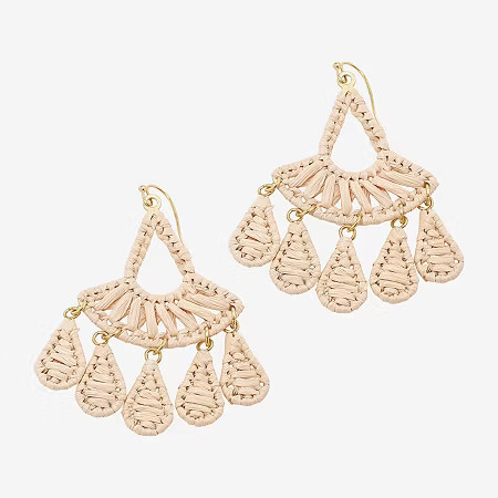 Bijoux Bar Raffia Womens Drop Earrings, One Size, White | JCPenney