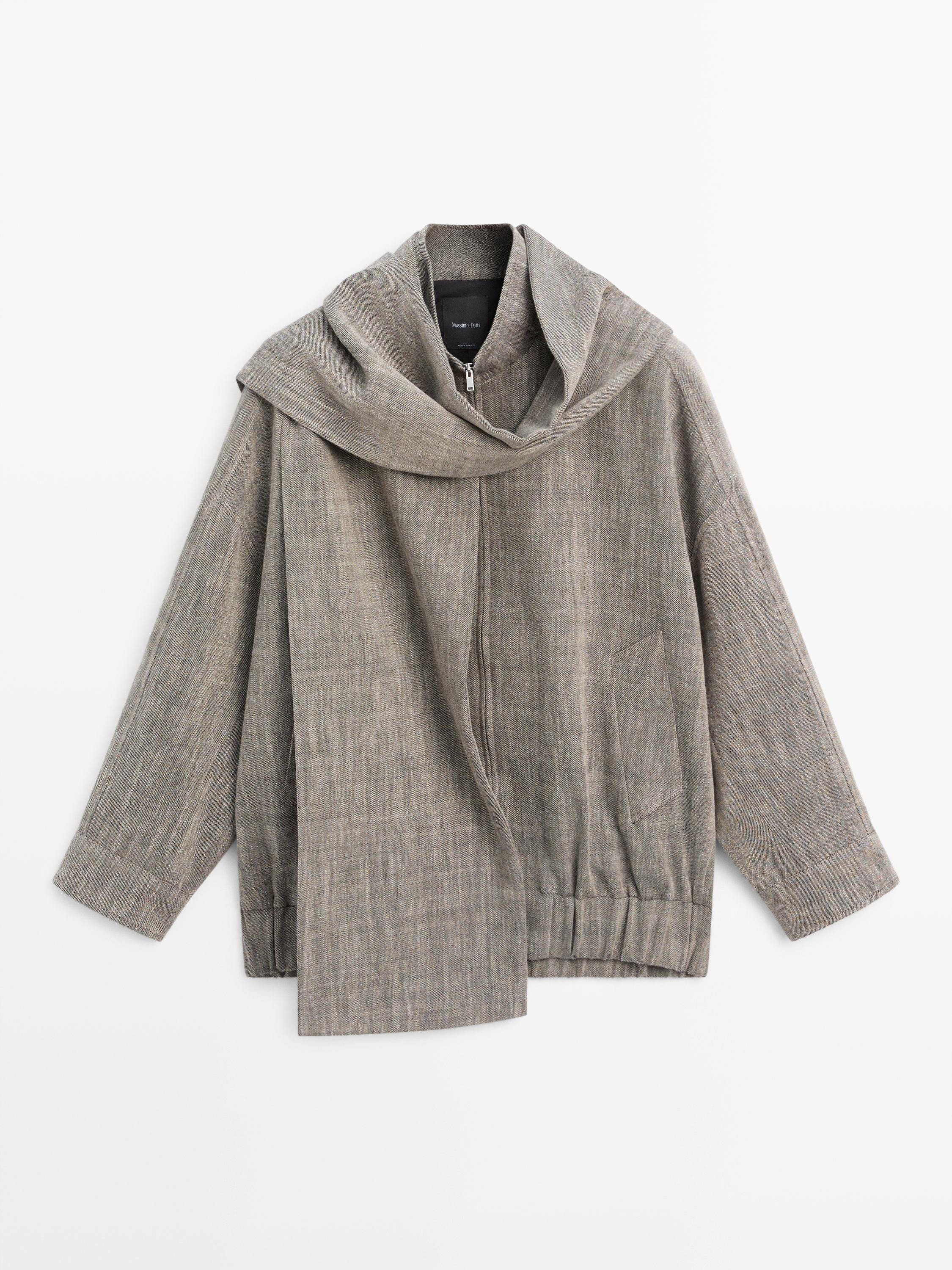 Flecked bomber jacket with scarf | Massimo Dutti UK