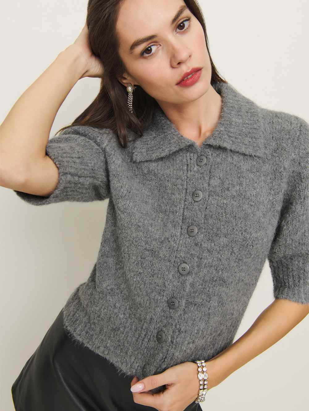 Daphne Collared Cardigan | Reformation (Global)