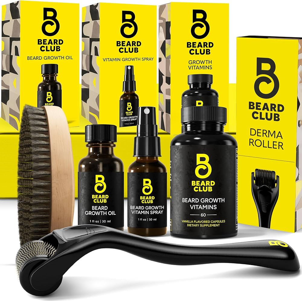 The Beard Club Signature Beard Growth Kit - Derma Roller, Beard Growth Oil, Beard Growth Vitamins... | Amazon (US)
