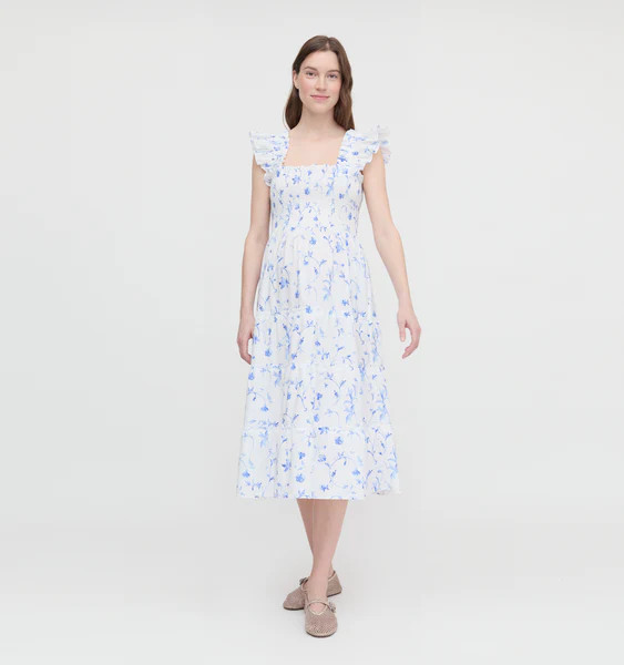 The Maternity Ellie Nap Dress - Blue Botanical | Hill House Home US
