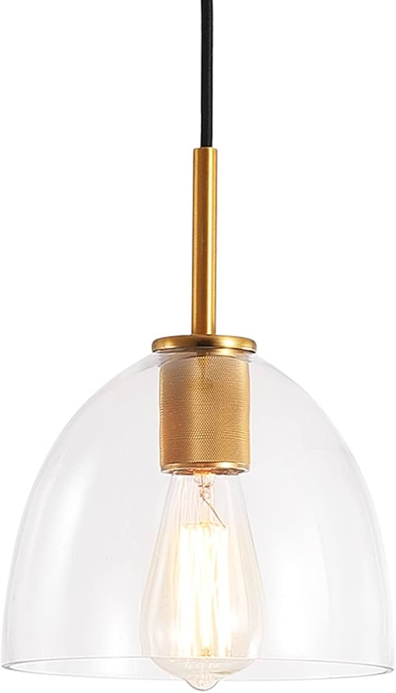 Lighten Chance Pendant Light Fixture with Hand-Blown Clear Glass Shade, Modern Kitchen Light Fixt... | Amazon (US)