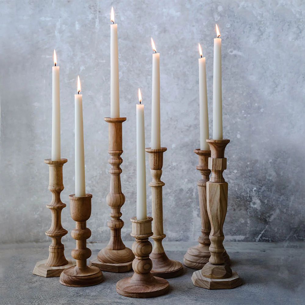 Aglow Wooden Candlesticks | Roan Iris