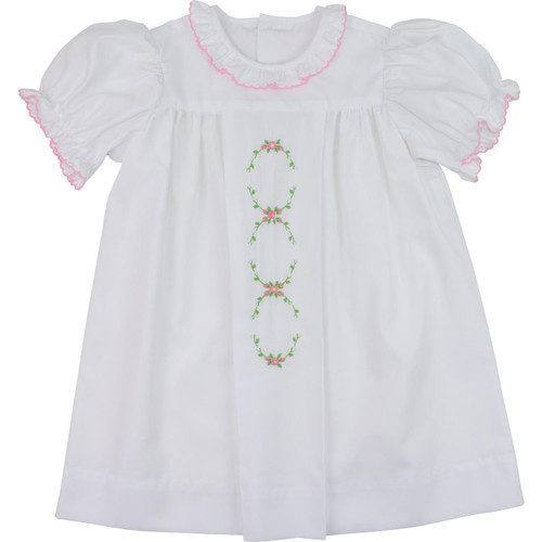 Pink And White Embroidered Floral Dress | Cecil and Lou
