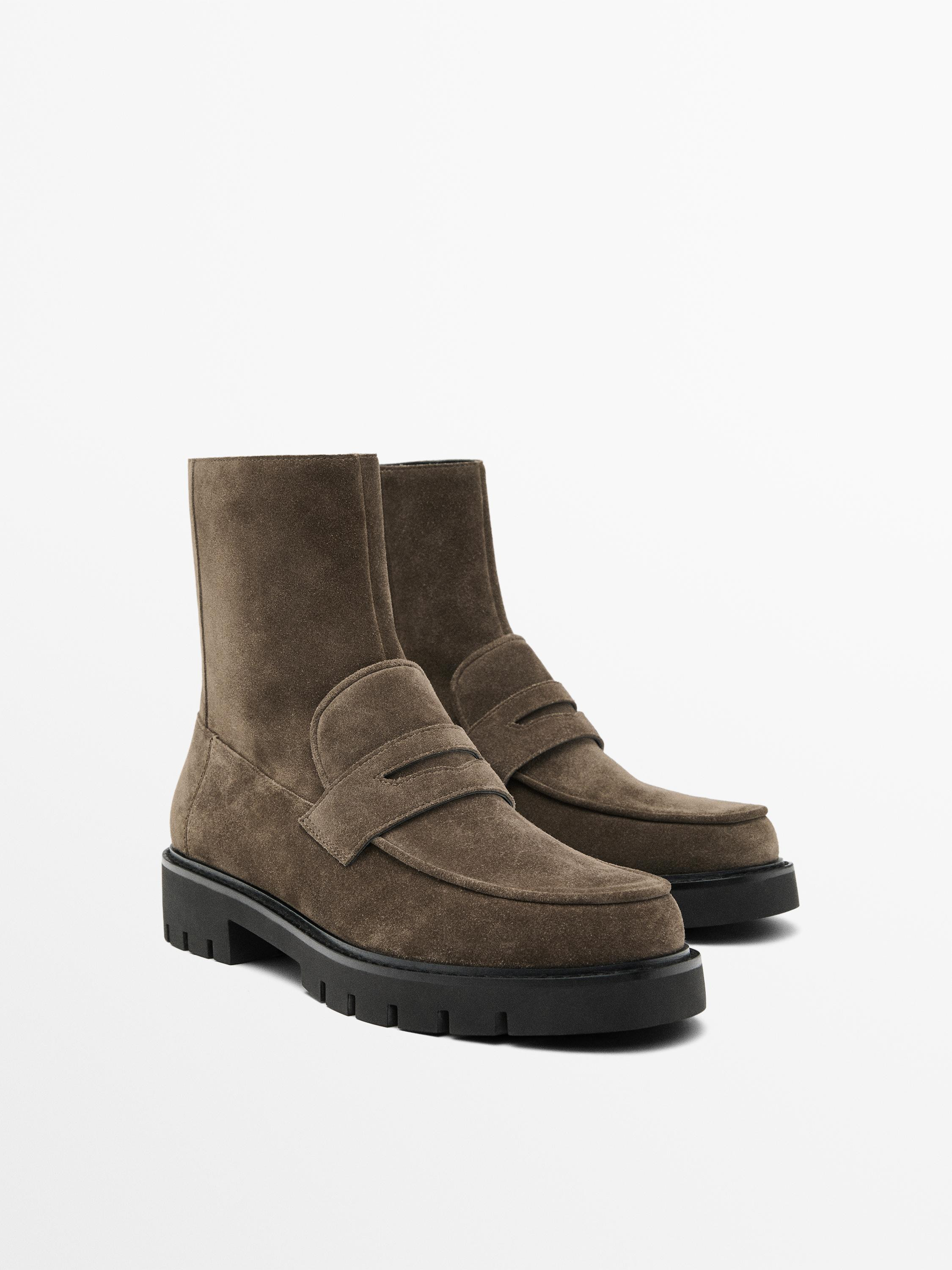 Track sole flat ankle boots | Massimo Dutti UK