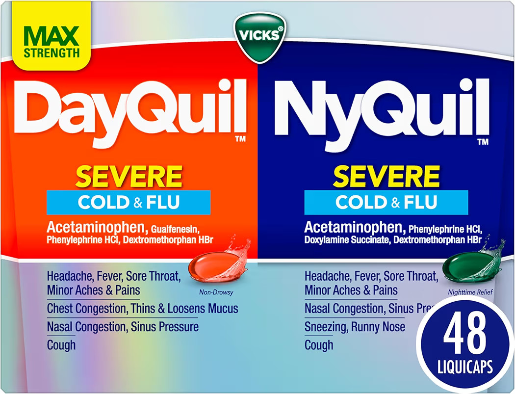 VICKS DayQuil & NyQuil SEVERE Co-Pack, Cold & Flu Medicine, Powerful Relief for Headache, Fever, ... | Amazon (US)