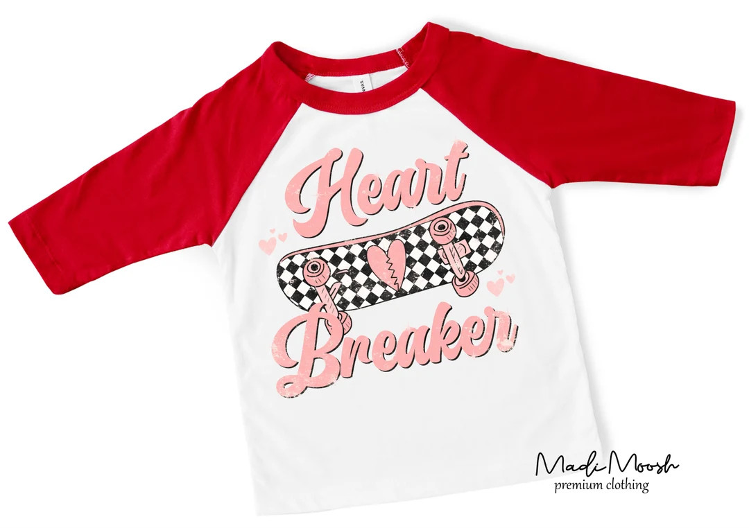 Heart Breaker Toddler Raglan Shirt  Skater Skateboard - Etsy | Etsy (US)