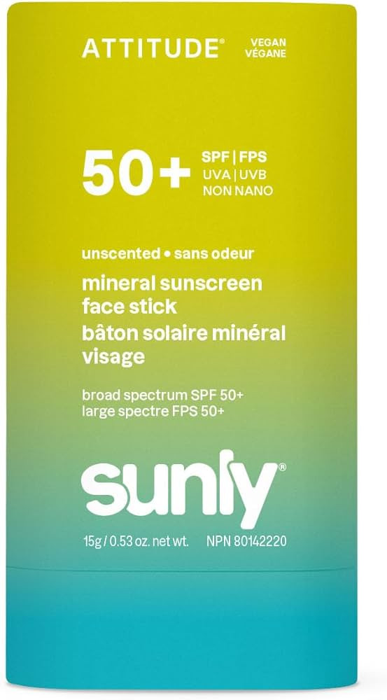 ATTITUDE Face Sunscreen Stick SPF 50, Broad Spectrum Zinc Oxide, EWG Verified, Non-Nano, Lightwei... | Amazon (US)