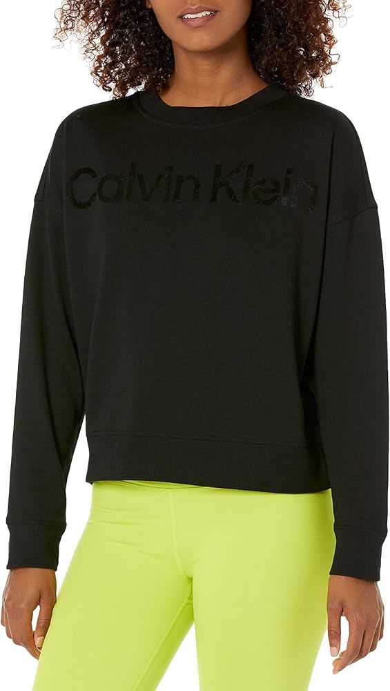 Calvin Klein Performance Women's Flocked Eco-Terry Logo Sweatshirt | Amazon (US)