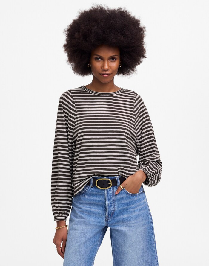 Long Balloon-Sleeve Crewneck Tee in Stripe | Madewell