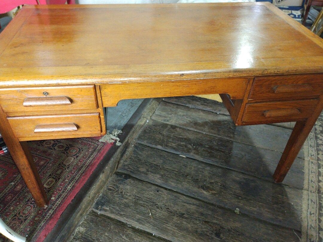 Old skool desk in tiger oak with 30's style handles | Etsy (US)