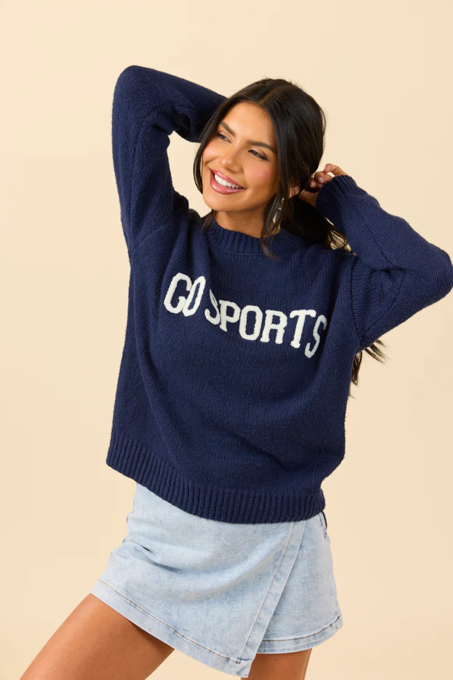 Tatum Go Sports Navy Sweater SALE | Pink Lily