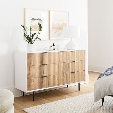 Quinn Wood 6-Drawer Dresser - White/Antique Bronze | West Elm (US)