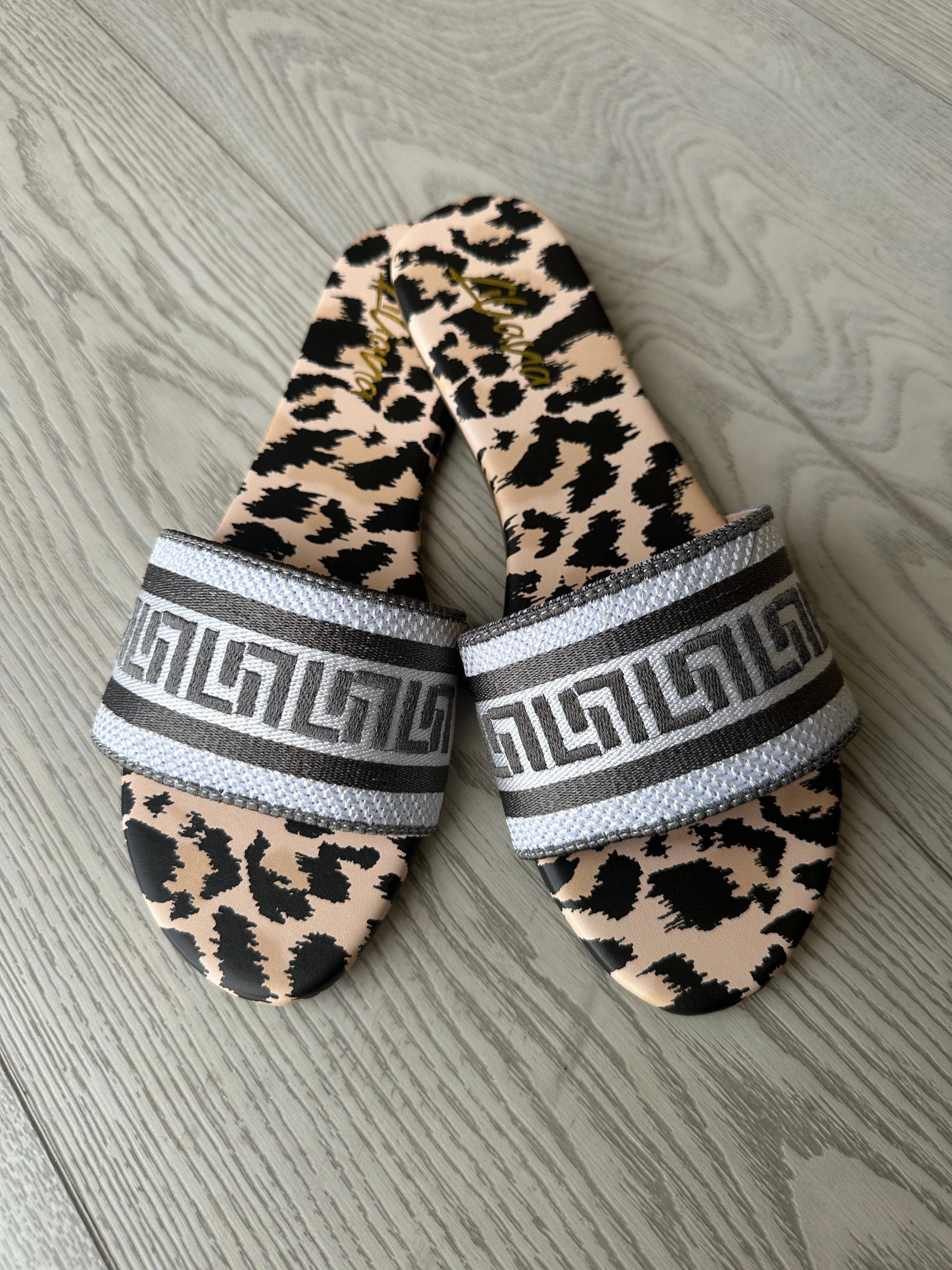 NEW!! "Mykonos" Leopard Slides | Glitzy Bella
