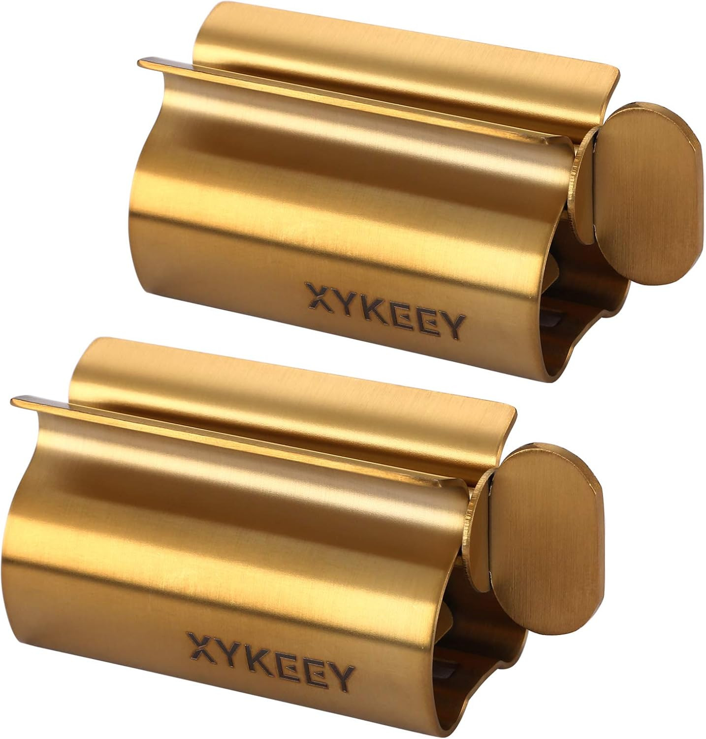 XYKEEY Toothpaste Tube Squeezer - Set of 2 Toothpaste Squeezer Rollers, Metal Toothpaste Tube Wringer Seat Holder Stand (Matt Gold) | Amazon (US)