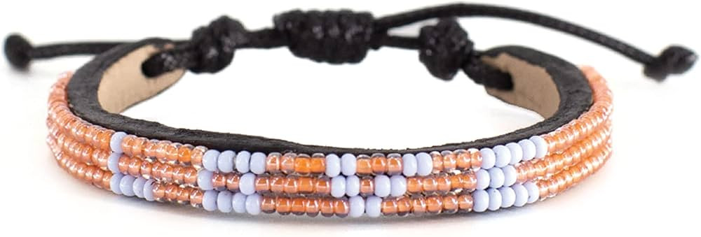 Ubuntu Life Skinny Love Beaded Leather Bracelet – Handmade Glass Bead Bracelet with Slide Closu... | Amazon (US)