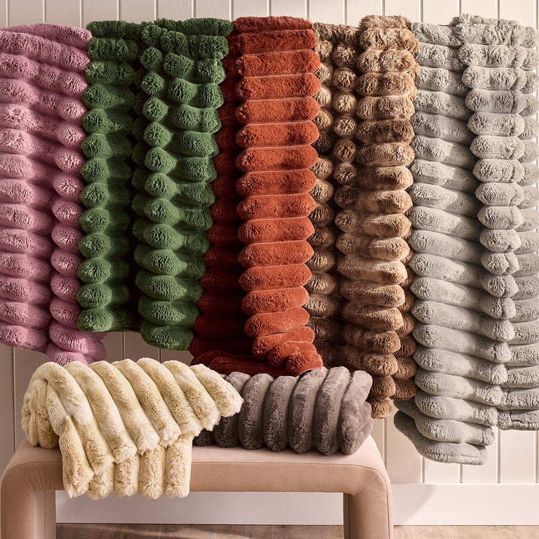 Better Homes & Gardens Channel Dyed Vanilla Dream Faux Fur Oversized Throw, 50" x 72" | Walmart (US)