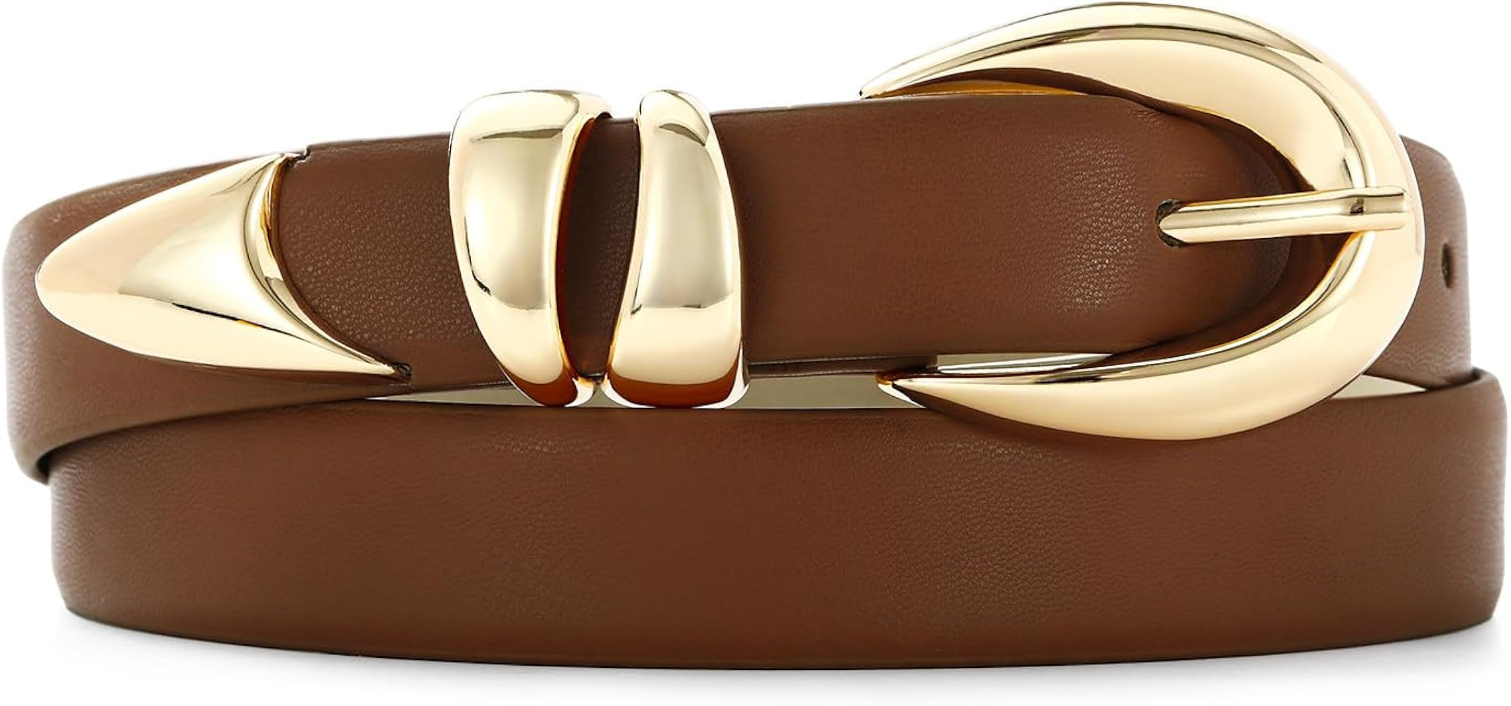 Leather Belt for Women Stylish Design with Gold Buckle Ladies Black Belt Perfect for Jeans Dresse... | Amazon (US)