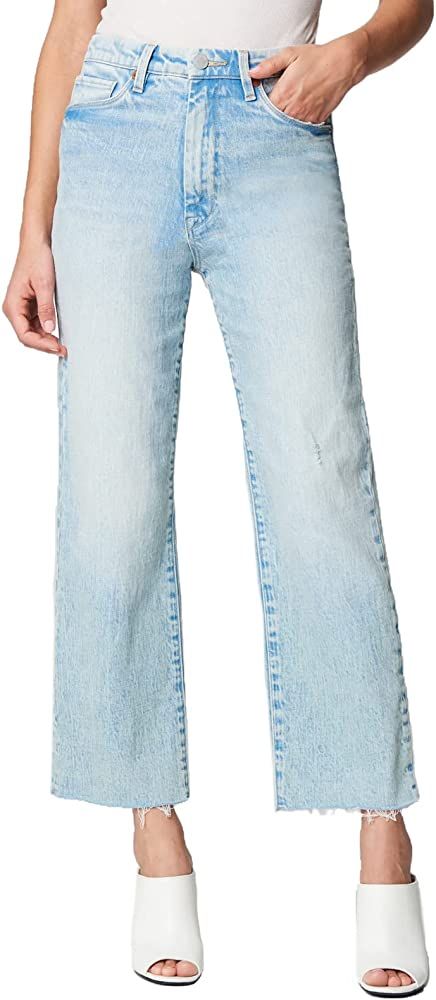 [BLANKNYC] Womens High Rise Straight Leg Light Wash Jean with Raw Hem Finish, Comfortable Pants &... | Amazon (US)