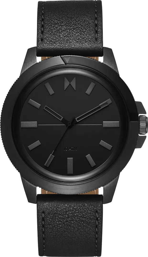 MVMT Minimal Sport Leather Strap Watch, 42.5mm | Nordstrom | Nordstrom