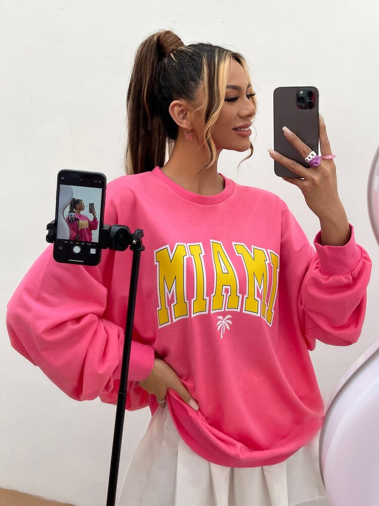Letter Graphic Drop Shoulder Oversized Pullover | SHEIN