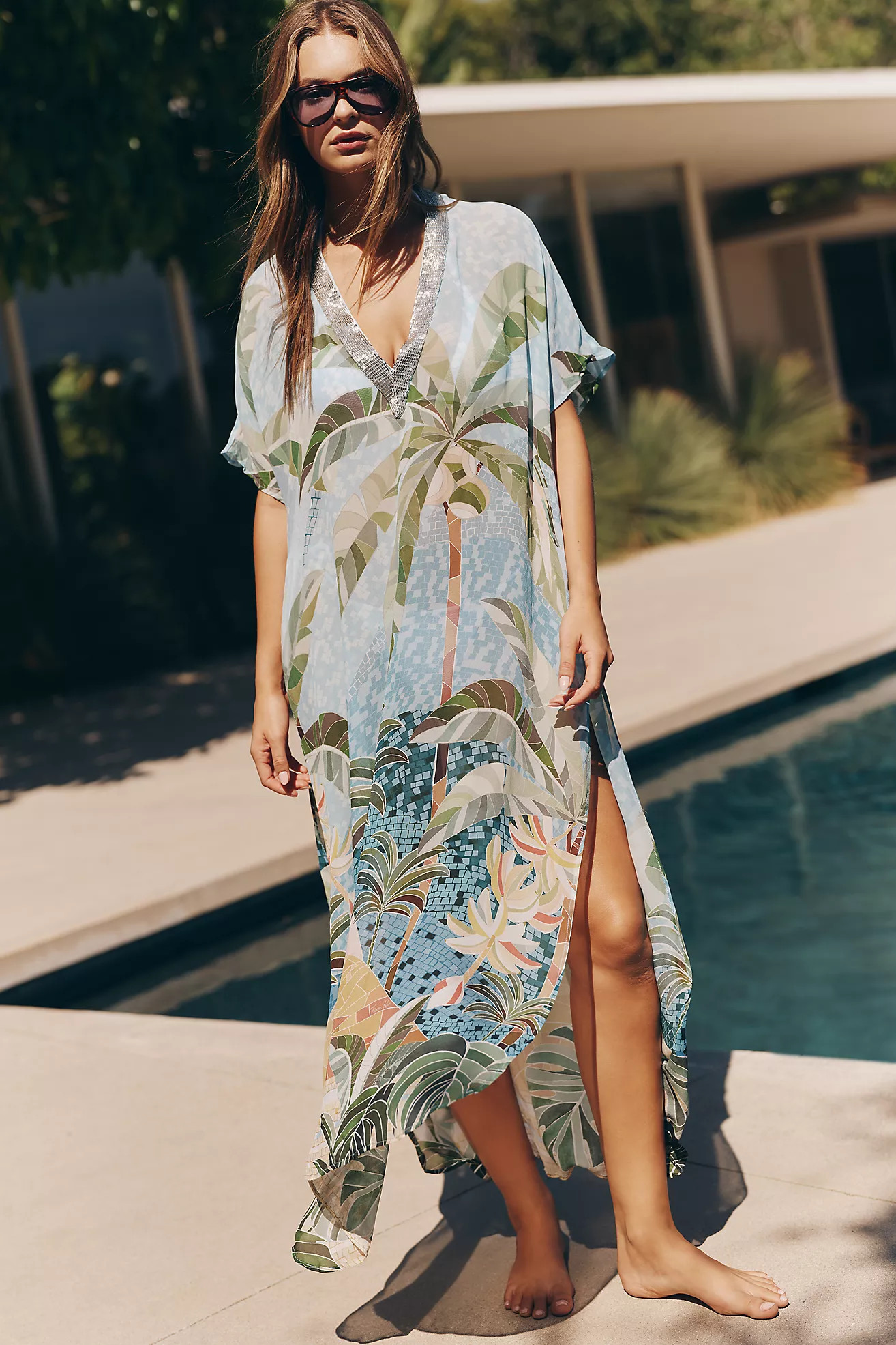 Farm Rio Embroidered Kaftan | Anthropologie (US)
