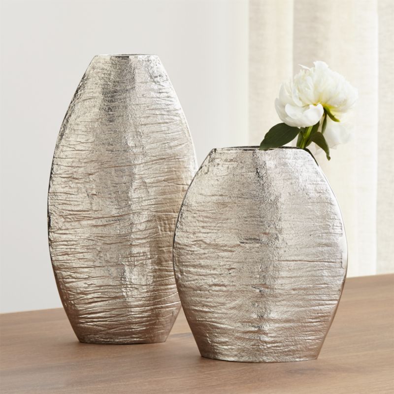 Allegra Silver Vases | Crate and Barrel | Crate & Barrel