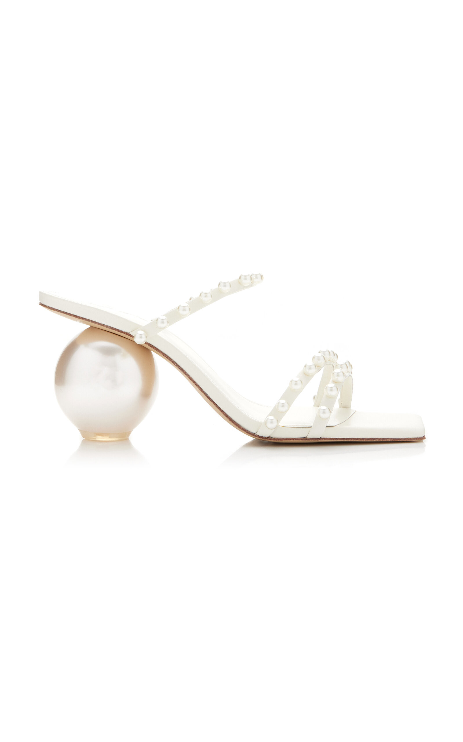 Cult Gaia - Women's Ilona Pearl-Embellished Leather Sandals - White - IT 36 - Moda Operandi | Moda Operandi (Global)