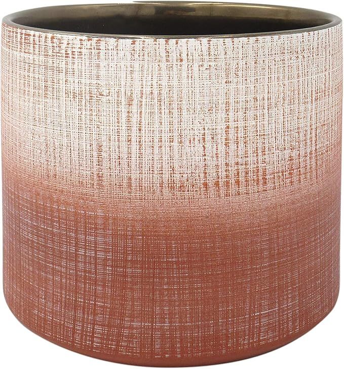 Amazon Brand – Rivet Rustic Stoneware Crosshatch Indoor Outdoor Flower Plant Pot, 6.25"H, Coral | Amazon (US)