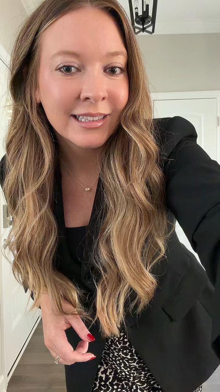 Black blazer / tts but if in between, size up / wearing an 8
Black bodysuit / tts wearing a medium 
Patterned slip skirt 
Black slingback pumps / tts wearing a 7.5
Two tone watch  
Evil eye necklace

#LTKootd #LTKdayinmylife #LTKWorkwear