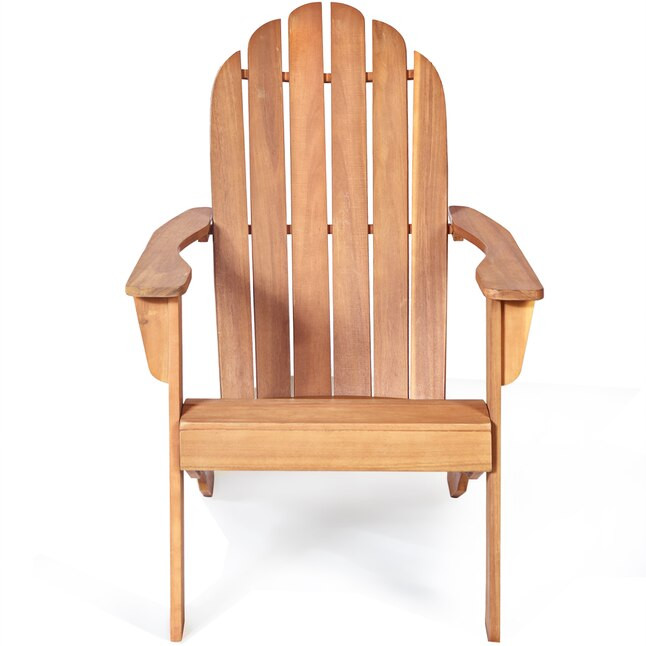 Goplus Natural Wood Frame Stationary Adirondack Chair with Costway Solid Seat | Lowe's
