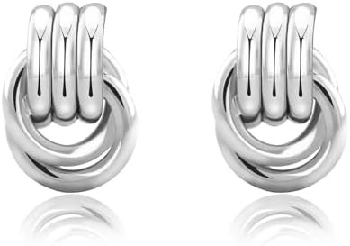 NIXMAX Chunky Small Knot Earrings Gold Silver Geometric Earrings for Women Dainty Gold and Silver... | Amazon (US)