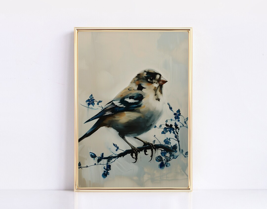 Blue and White Bird Print Bird Digital Print Neutral Vintage Easter Spring Prints Vintage Fine Ar... | Etsy (US)