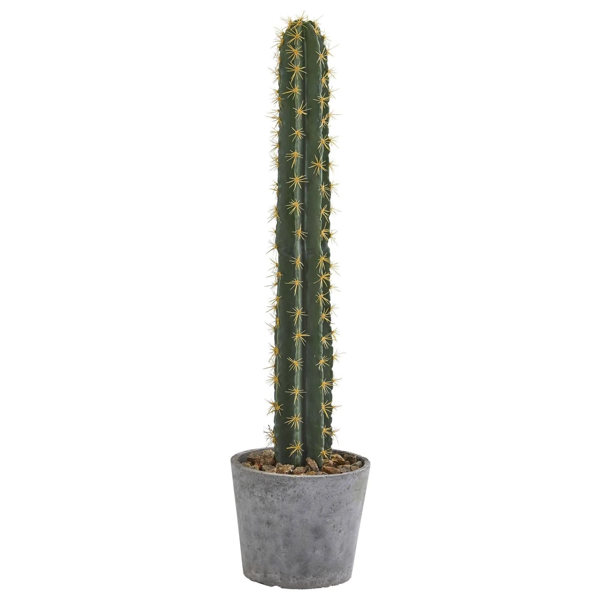 41” Cactus in Stone Planter Artificial Plant | Nearly Natural