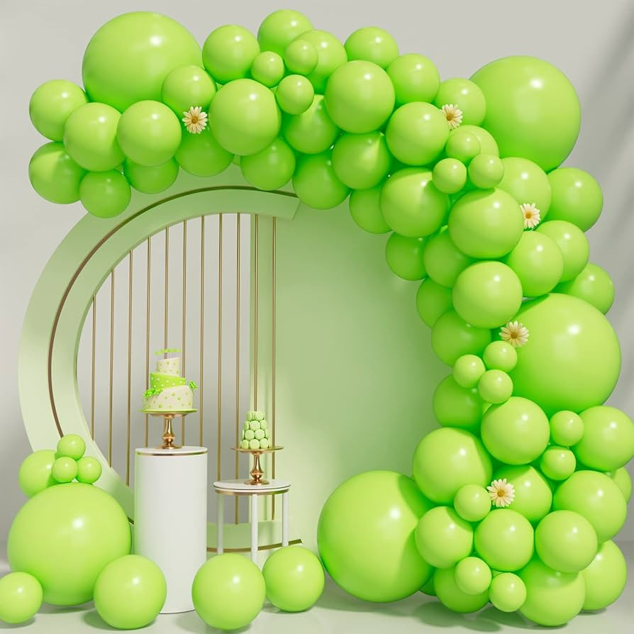 Lime Green Balloons 100pcs Green Balloon Garland Arch Kit 5/10/12/18 Inch Different Sizes Lime Gr... | Amazon (US)