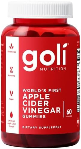 Goli Apple Cider Vinegar Gummy Vitamins - 60 Count - Vitamin B12, Gelatin-Free, Gluten-Free, Vega... | Amazon (US)
