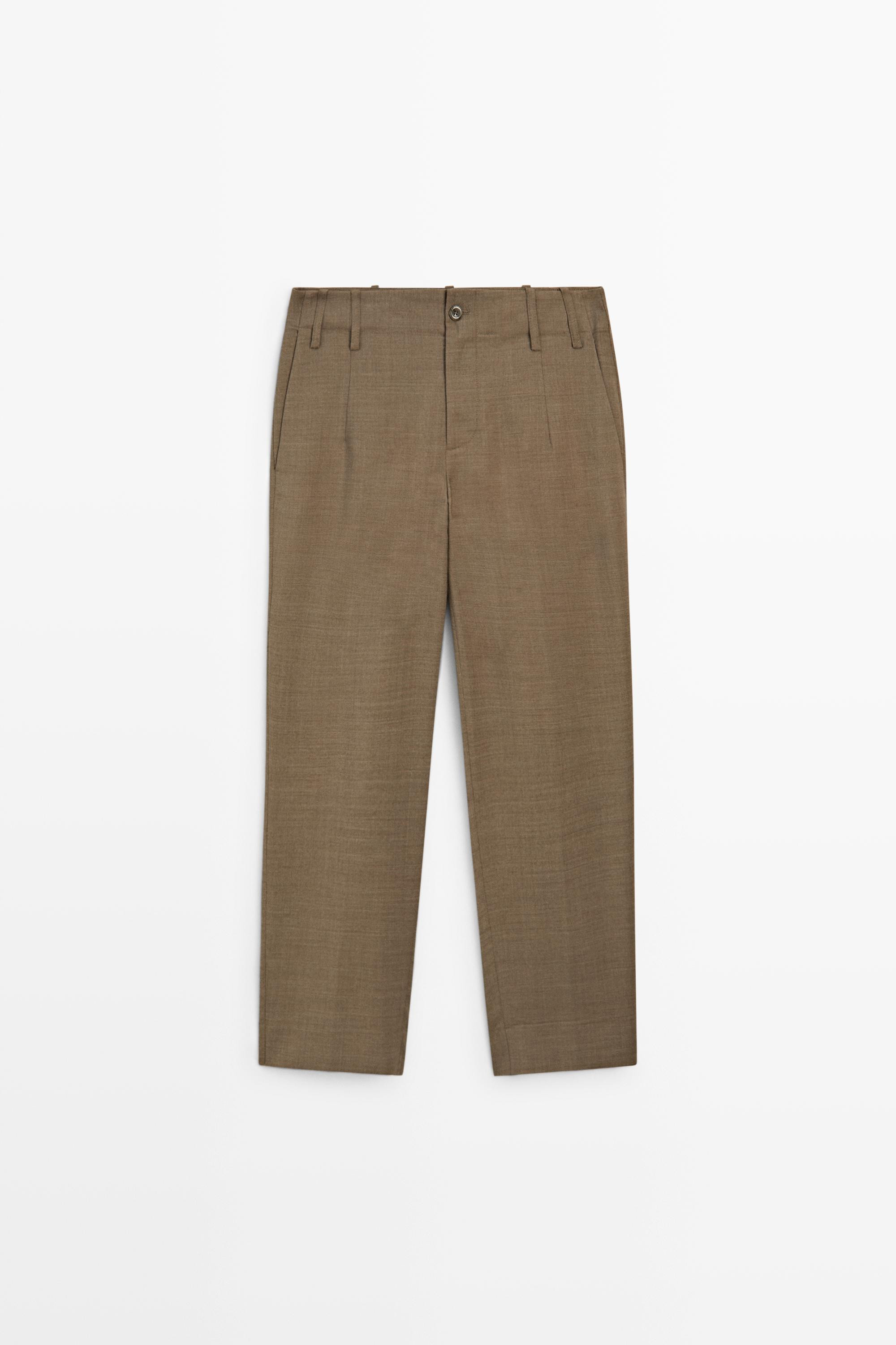 100% Wool Melange Suit Pants - CAMEL | Massimo Dutti US