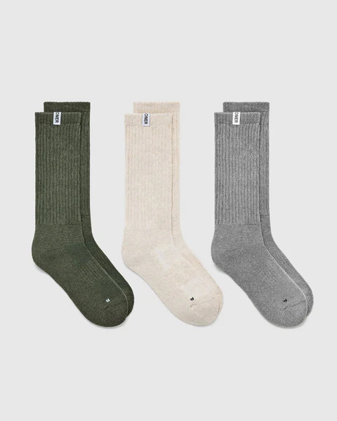 Slouchy Socks 3 Pack | Alpine Green/Sand/Grey | Oner Active (UK / US)