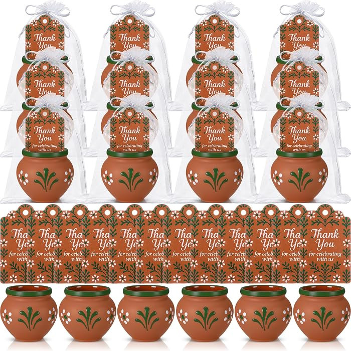 Gejoy 12 Sets 3 oz Cantaritos De Barro Mexicanos Cantaritos Shooters Mini Pottery Clay Cups Jarri... | Amazon (US)