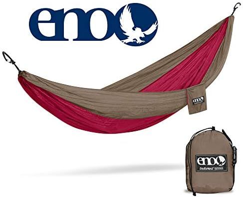 ENO, Eagles Nest Outfitters DoubleNest Lightweight Camping Hammock, 1 to 2 Person, Khaki/Maroon | Amazon (US)