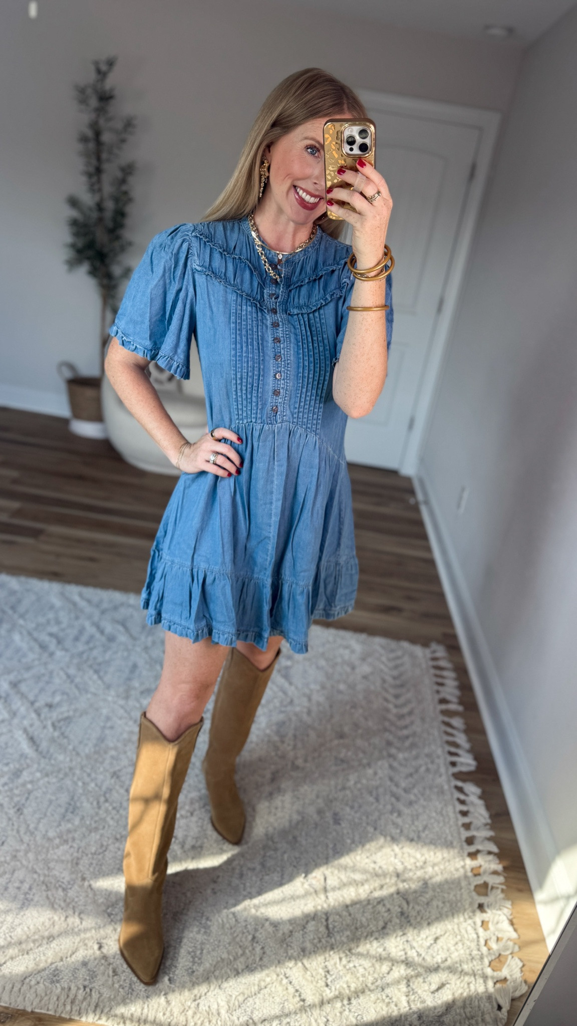 Weekend Walmart Wins try-on
Flutter sleeve denim dress- small

#LTKootd