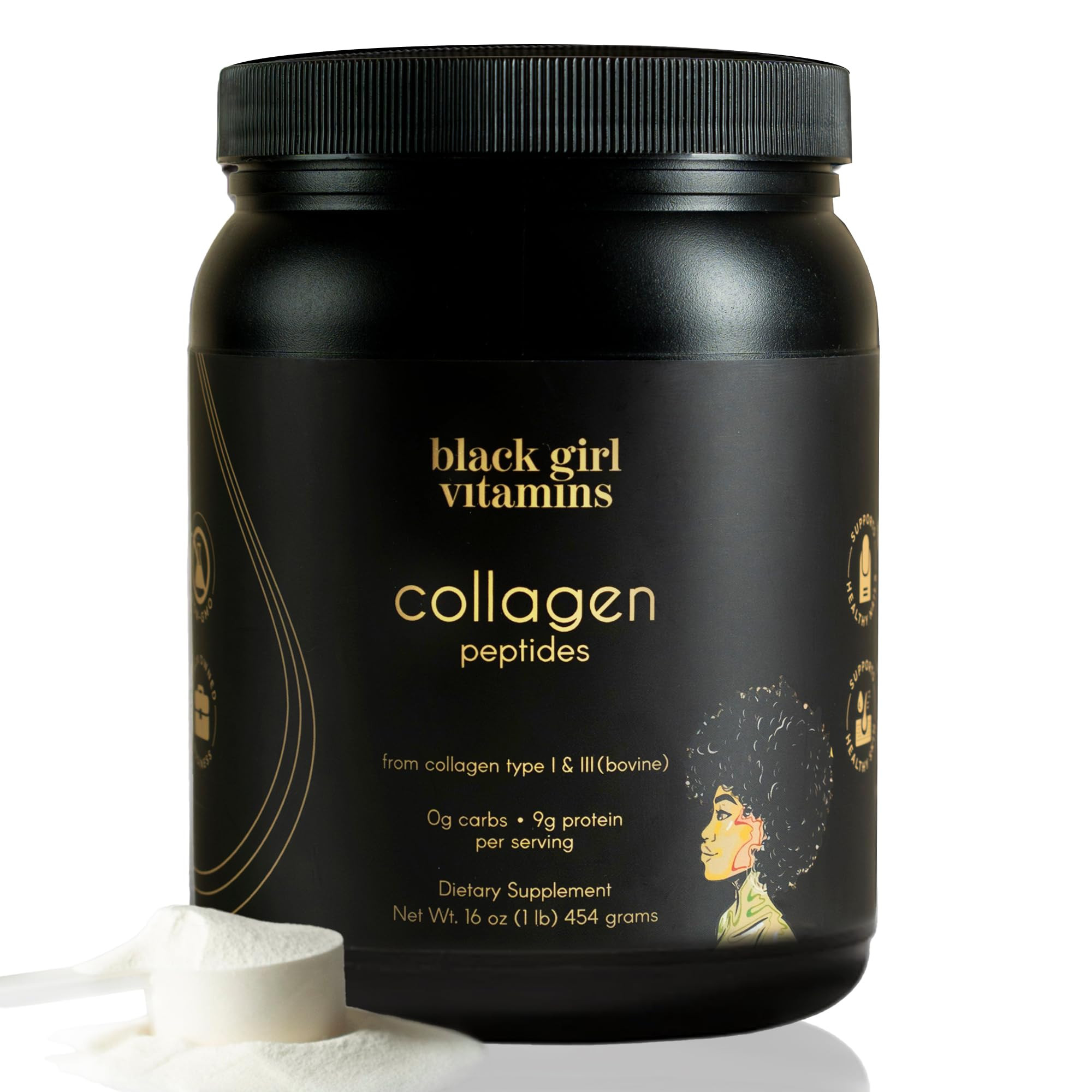 Black Girl Vitamins | Collagen Peptides Powder - Collagen for Skin, Hair & Nails - Unflavoured Hy... | Amazon (US)